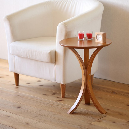 天然木製ラウンドテーブル コーヒーテーブル 展示台 サイドテーブル