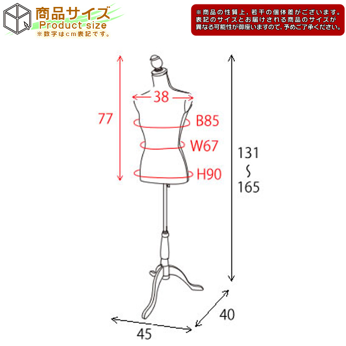 トルソー レディース パンツ非対応 女性 ボディ 服屋 お店 什器 ディスプレイ マネキン バスト 85cm ウエスト 67cm ヒップ 90cm  肩幅 38cm 高さ調節可 - aimcube（エイムキューブ）-インテリア・家具・雑貨・ハンドメイド作品