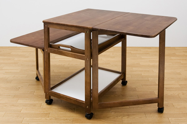 キッチンワゴン　折り畳み式　サイドテーブル　アウトドア　ウッド　キャスター付き