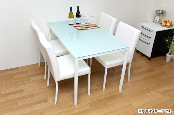 ガラス天板ダイニングテーブル＆椅子4脚セット 食卓テーブル幅120cm 
