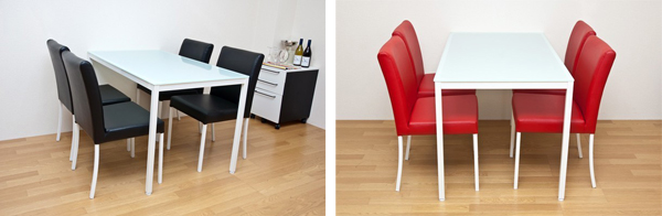 ガラス天板ダイニングテーブル＆椅子4脚セット 食卓テーブル幅120cm 