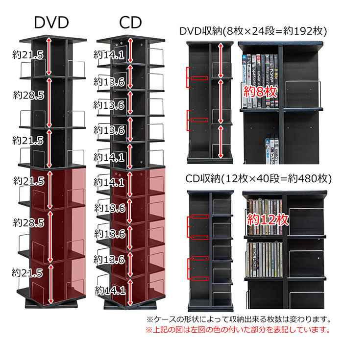 タワーラック 10段 CDラック DVDラック 回転ラック ブルーレイラック