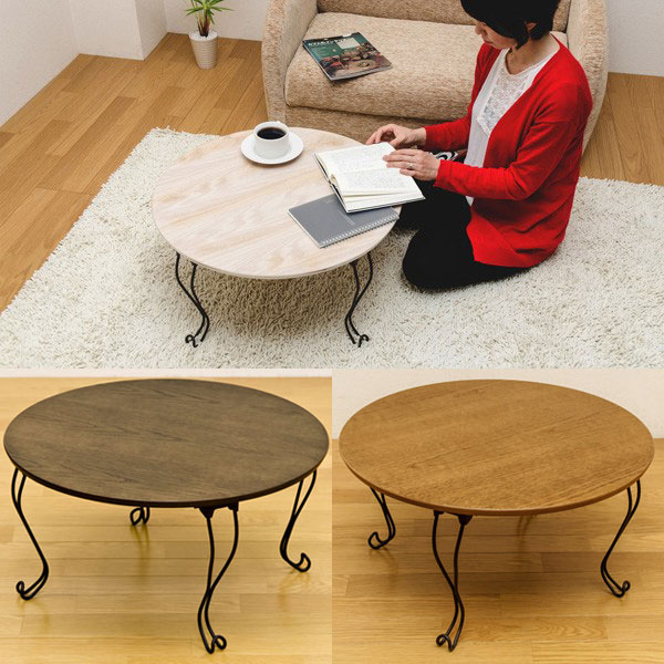 猫脚 丸テーブル 直径60cm 折りたたみ テーブル 円卓 座卓